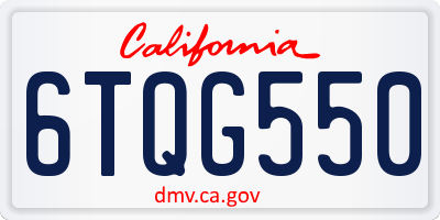 CA license plate 6TQG550