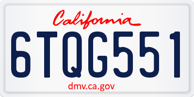 CA license plate 6TQG551