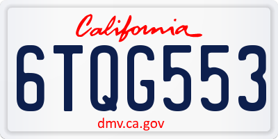 CA license plate 6TQG553
