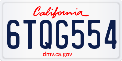 CA license plate 6TQG554