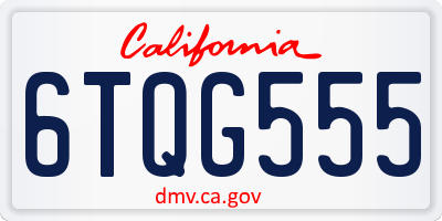 CA license plate 6TQG555