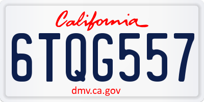 CA license plate 6TQG557