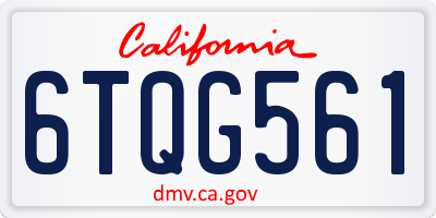 CA license plate 6TQG561