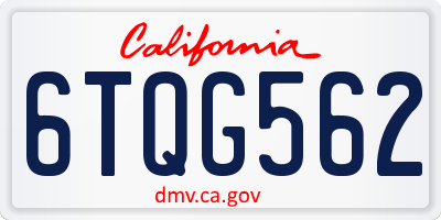 CA license plate 6TQG562