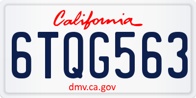 CA license plate 6TQG563