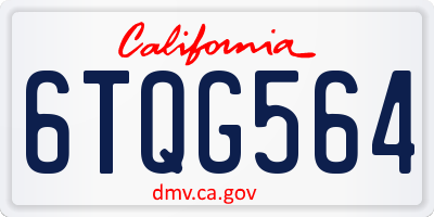 CA license plate 6TQG564