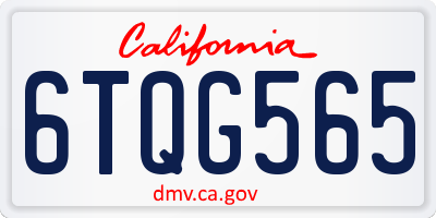 CA license plate 6TQG565