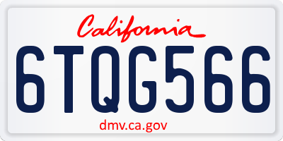 CA license plate 6TQG566