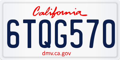 CA license plate 6TQG570