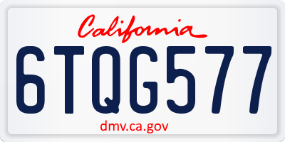 CA license plate 6TQG577