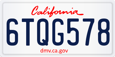 CA license plate 6TQG578