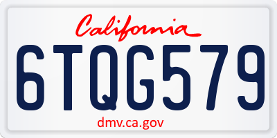 CA license plate 6TQG579