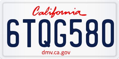 CA license plate 6TQG580