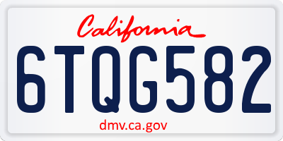CA license plate 6TQG582