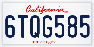 CA license plate 6TQG585