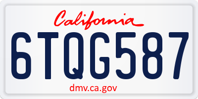 CA license plate 6TQG587