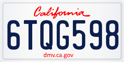 CA license plate 6TQG598