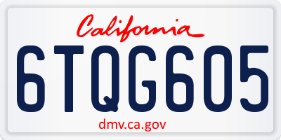 CA license plate 6TQG605