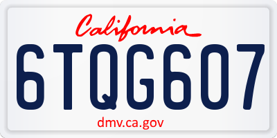 CA license plate 6TQG607