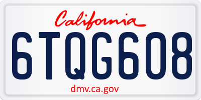 CA license plate 6TQG608