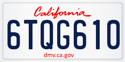 CA license plate 6TQG610