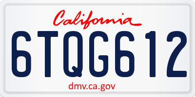 CA license plate 6TQG612