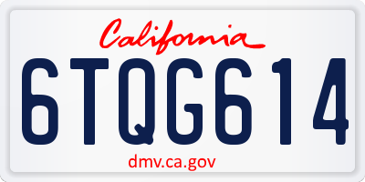 CA license plate 6TQG614