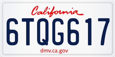CA license plate 6TQG617