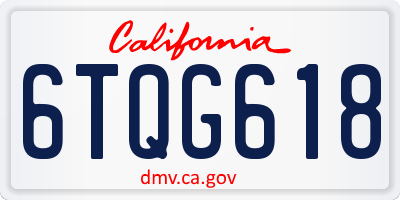 CA license plate 6TQG618