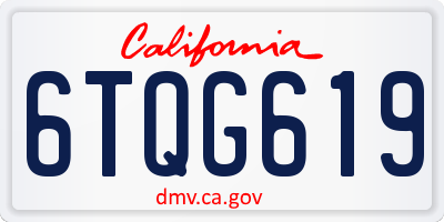 CA license plate 6TQG619