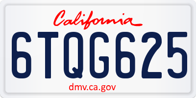 CA license plate 6TQG625