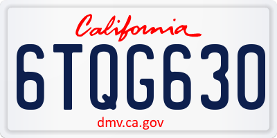 CA license plate 6TQG630