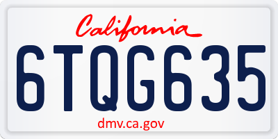 CA license plate 6TQG635