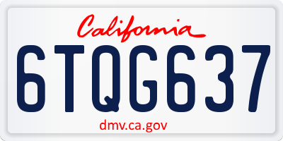 CA license plate 6TQG637