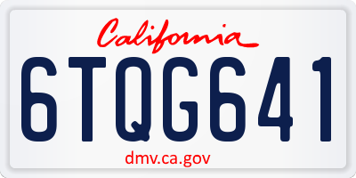 CA license plate 6TQG641