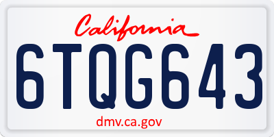 CA license plate 6TQG643