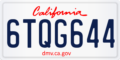 CA license plate 6TQG644