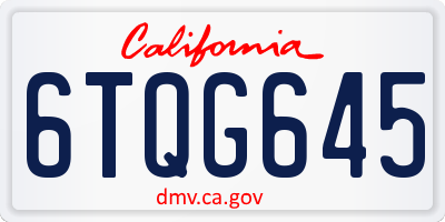 CA license plate 6TQG645