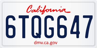 CA license plate 6TQG647