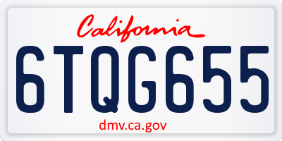 CA license plate 6TQG655