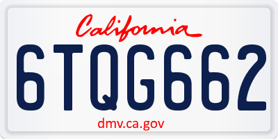 CA license plate 6TQG662