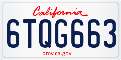 CA license plate 6TQG663