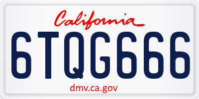 CA license plate 6TQG666