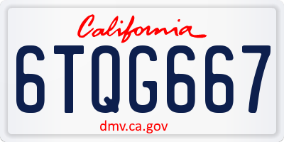 CA license plate 6TQG667