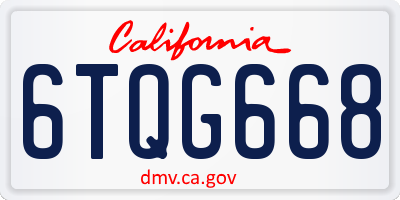 CA license plate 6TQG668