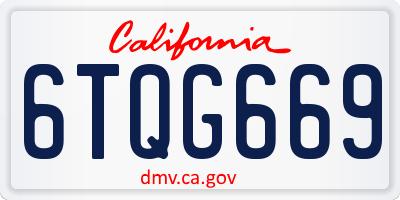 CA license plate 6TQG669