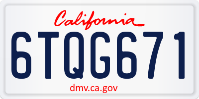 CA license plate 6TQG671