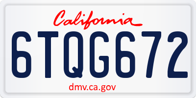 CA license plate 6TQG672