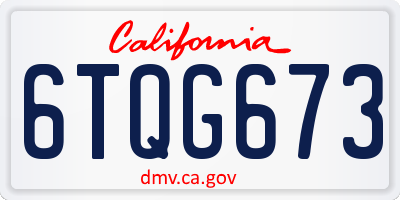CA license plate 6TQG673