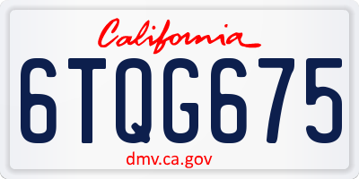 CA license plate 6TQG675